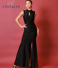 画像3: [韓国製][rinfarre][SALE品のため返品不可＆再入荷なしの現品限り]シンプル・サテン生地・胸元カット・背中開き・ストレッチ・ハイネック・ノースリーブ・ロングドレス[MIRIN・れお着用] (3)