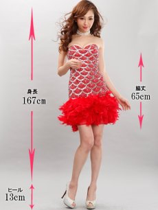 画像5: [SALE品のため返品不可＆再入荷なしの現品限り][ERUKEI][ 山崎みどり 着用]贅沢ビジュー・羽根・フェザー・ ベア・ミニドレス・ワンピース[送料無料] (5)